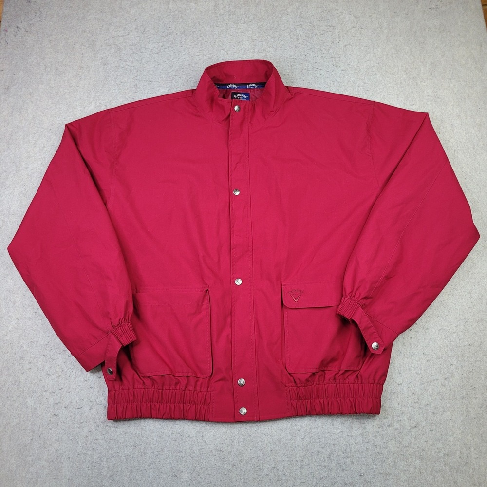 Vintage Callaway Golf Jacket Mens XL Red Sueded Microfiber Full Zip Snap‎ Vented